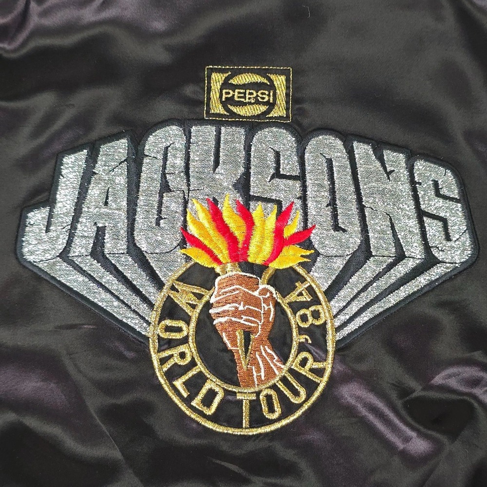 Vintage Jacksons World Tour 1984 Pepsi Satin Bomber Jacket L